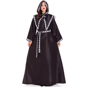 Halloween Totenkopf Druck Kapuze Sensenmann Umhang mittelalterliche Hexe Kostüm schwarz