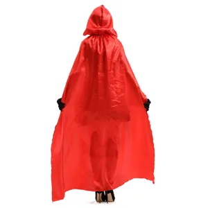 Red hooded cloak cape for women, perfect for Halloween cosplay, costume party and dress up wear.