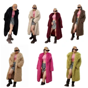 Collection détaillée de manteaux en fausse fourrure en sept couleurs vives pour femmes