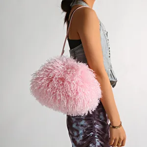 Women European And American Style Faux Shearling Cloud Bag Plush Underarm Crossbody Clutch Fluffy Winter Fashion Handbag
