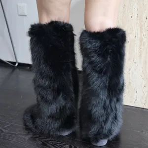 Jambières chic en fausse fourrure noire pour mode Y2K