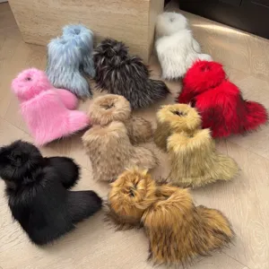 Warme und flauschige Winter-Schneestiefel aus Kunstfuchs-Pelz für Kinder in vielen Farben