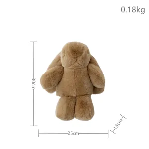 Vue détaillée du lapin en peluche avec annotations de taille incluant 30cm de haut.