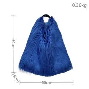 Detalles del bolso tote azul Y2K de piel sintética: altura 60 cm y peso 0,36 kg.