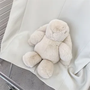Adorable poupée lapin en peluche blanc crème avec fausse fourrure douce pour décor