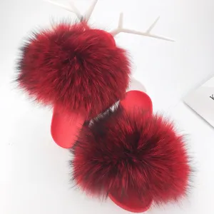 Ciabatte in Pelliccia da Donna Casual Punta Aperta Antiscivolo Sandali Bassi Calzature