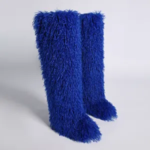 Botas de piel sintética azul eléctrico de 72 cm por encima de la rodilla para festivales