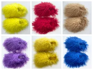 Mongolian sheep fur slides shown in six vibrant colors including yellow, red and blue