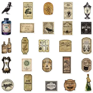 50 pcs autocollants de potion d'apothicaire gothique étiquettes vintage décoratives pour journal