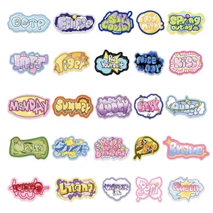 Detailed view of colorful cartoon graffiti letter stickers, perfect for journal and phone decor.