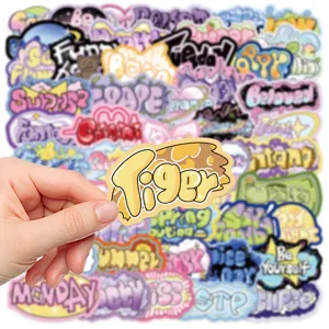 50pcs graffiti letter stickers for laptop phone case waterproof aesthetic decal crafts