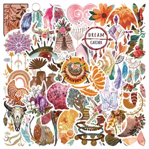 Bohemian waterproof vinyl DIY decorative stickers pack for laptop guitar skateboard diary.