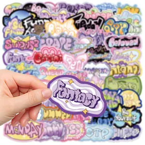 Colorful cartoon graffiti letter stickers set, waterproof vinyl decals for laptop and phone.