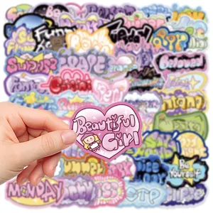 50 pcs cartoon graffiti letter stickers set for laptop journal phone case decor decals.