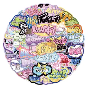 50pcs cute cartoon graffiti sticker pack aesthetic vinyl decals for laptop water bottle