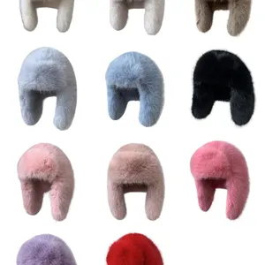 Plush faux fur trapper hats in various colors for winter warmth and outdoor ski wear