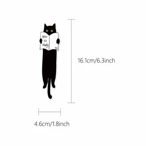 Cute black cat reading bookmark creative student book page marker 16.1cm paper clip