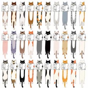 Cute cat bookmarks set of 30 pieces, funny reading page markers for students and book lovers.
