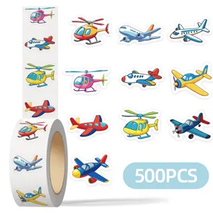 Cartoon Airplane Roll Stickers Waterproof Graffiti Cute Stationery Decals For Student Hand Ledger Water Cup Decoration