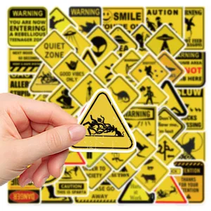 Pegatinas impermeables con señales de advertencia amarillas divertidas detalle maleta.