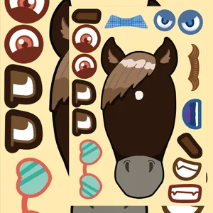 Cute cartoon horse face DIY sticker set, creative animal puzzle decorative sticker sheet for phone.