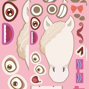 DIY cartoon horse face stickers, cute creative animal puzzle stickers for desk table decor.