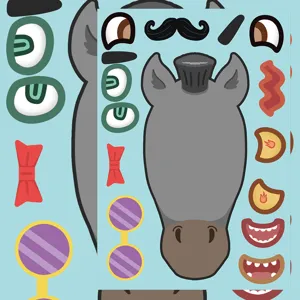DIY funny cartoon donkey face stickers creative puzzle decal waterproof phone decor sheet