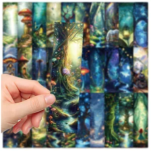 30pcs Fantasy Forest Bookmarks Mystical Tree River Reading Page Markers Aesthetic Stationery