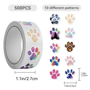500 Stuks Honden Poot Afdrukkers Rol Kleurrijk Patroon Sticker Voor Telefoonhoesje Deko
