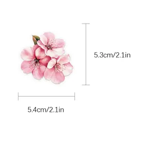 Detalle de pegatina floral rosa, diseño de flor de cerezo, decoración de diario 5.4x5.3cm