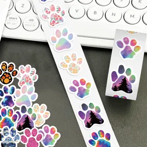 Schattige hondenpootafdruk rolstickers voor dagboek, telefoonhoesje en knutseldecoratie.