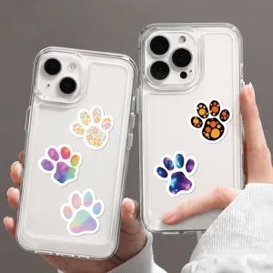 Schattige dierenpootafdruk stickers voor telefoonhoesje decoratie, waterdichte rol