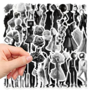 Monochroom surrealistische fotografie sticker set, artistiek collage decal detail voor DIY