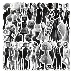 50 stuks minimalisten surrealisme monochrome stickers voor koffer DIY waterdichte kunst.