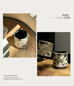 Cestino vintage con motivo floreale bianco e nero e resistente design a doppio strato
