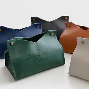 Copri scatola di fazzoletti minimalista in pelle PU stile nordico con goffratura