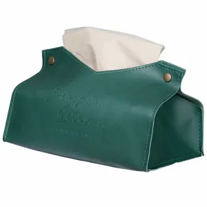 Porta scatola per fazzoletti in pelle PU verde scuro in stile nordico per scrivania casa