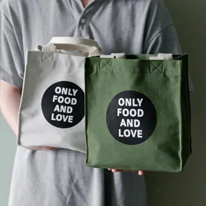 Borsa Portapranzo Isolata in Tela Portatile Borsa Bento con Coulisse Stile Ins Semplice Ufficio Picnic Pasto Custodia Borsa di Stoccaggio