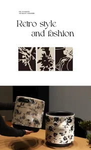 Cestini retrò francesi con eleganti motivi floreali e naturali per la casa o l'ufficio.
