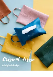 Astucci in pelle stropicciata per fazzoletti in vari colori con cinturini