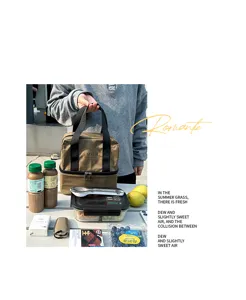 Borsa termica porta pranzo a doppio strato per ufficio, stile workwear kaki alla moda