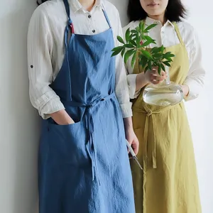 Grembiule in Cotone Stile Giapponese Per Donne Uomini Cucina Cottura Antisporco Grembiule Senza Maniche Con Tasca