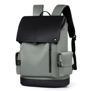 Mochila hombre gran capacidad negocio casual viaje portátil bolsa escolar gris.