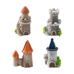 Miniature Resin Castle House Figurine Cartoon Vintage Architecture Craft For Micro Landscape Fairy Garden DIY Desk Decor Accents Ornaments