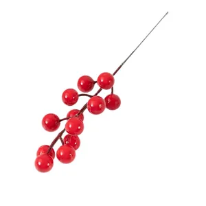 Christmas red berry branch artificial foam berries DIY floral arrangement holiday party decor