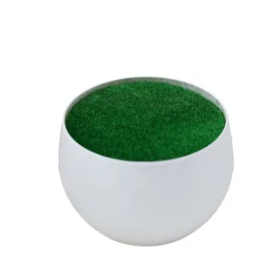 Nordic minimalist white round flower pot with green artificial moss for succulent bonsai decor.