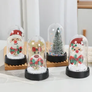 Set decorazione da scrivania luce notturna a cupola di vetro di Natale con babbo natale