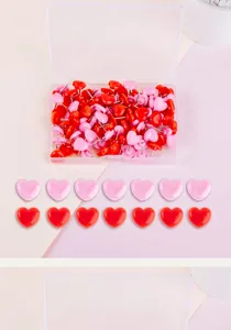 Cute heart pushpins set with a clear plastic storage box, pink and red push pins for cork board.