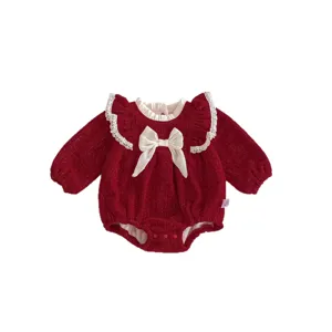 Kokkino forema morou xeimerino fleece romper me leuko fiogo kai dantela paidika rouxa
