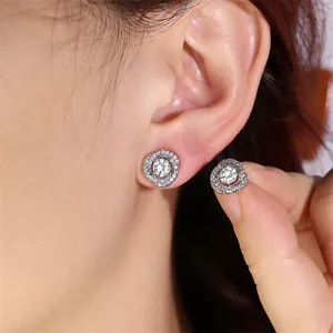 Koreaanse stijl niche ontwerp bloem geplaveide diamanten oorknopjes voor dames sieraden